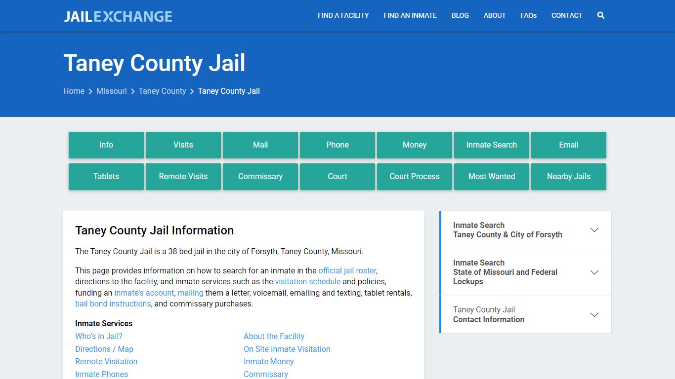 Taney County Jail, MO Inmate Search, Information