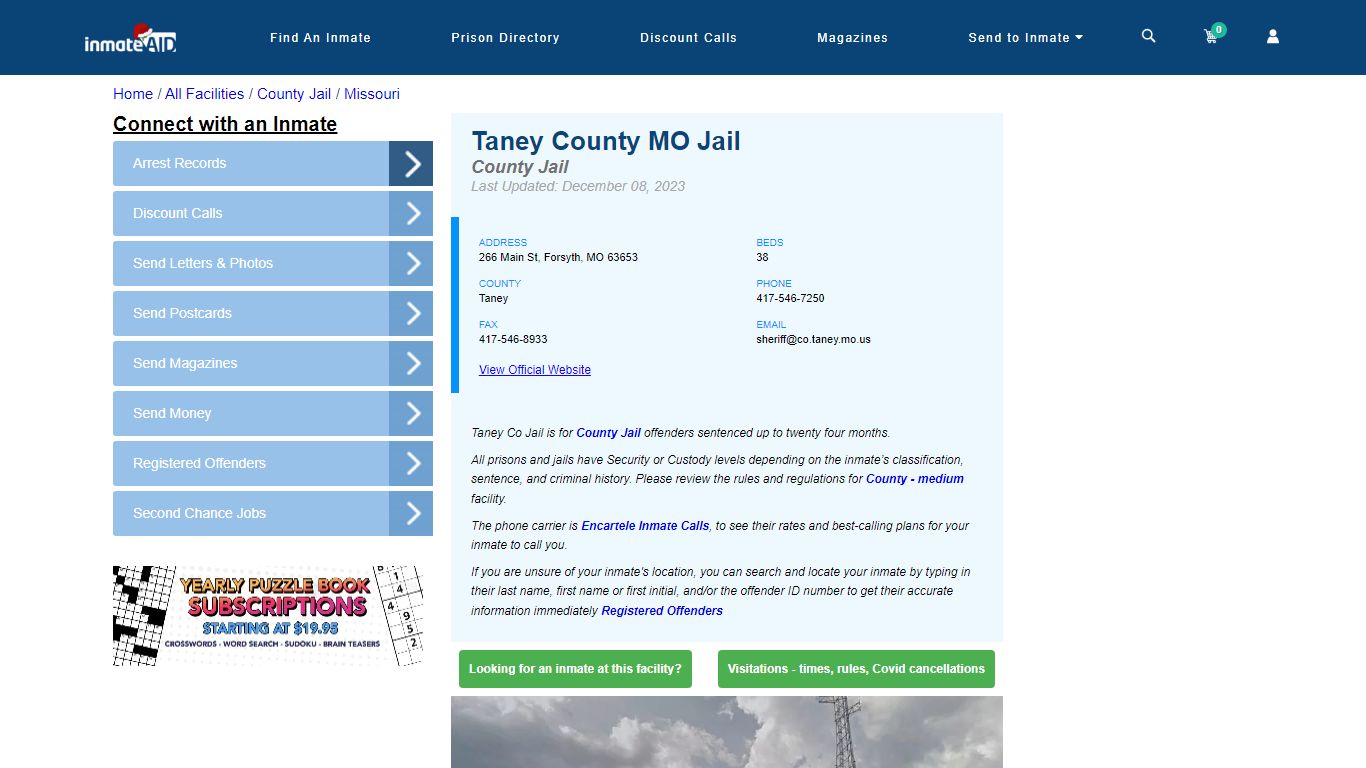 Taney County MO Jail - Inmate Locator - Forsyth, MO
